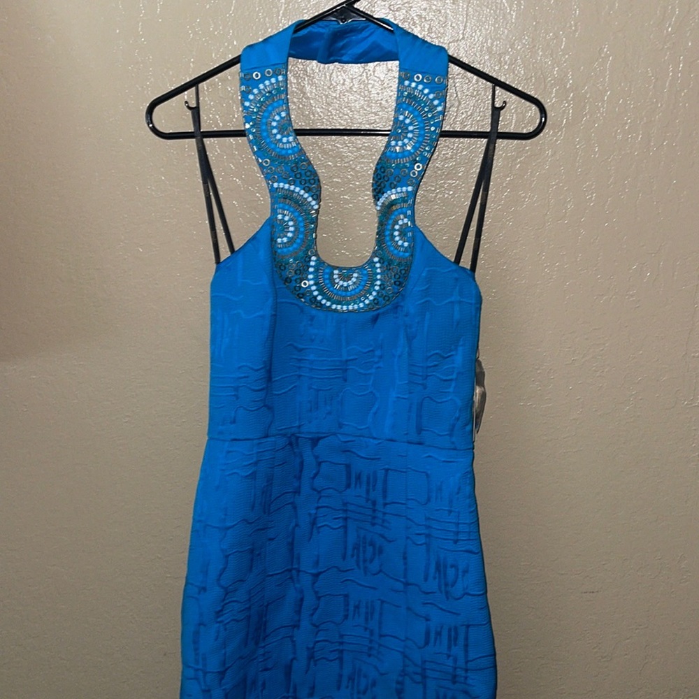 Blue halter dress